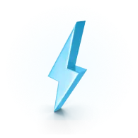 A blue lightning bolt in the middle of a circle