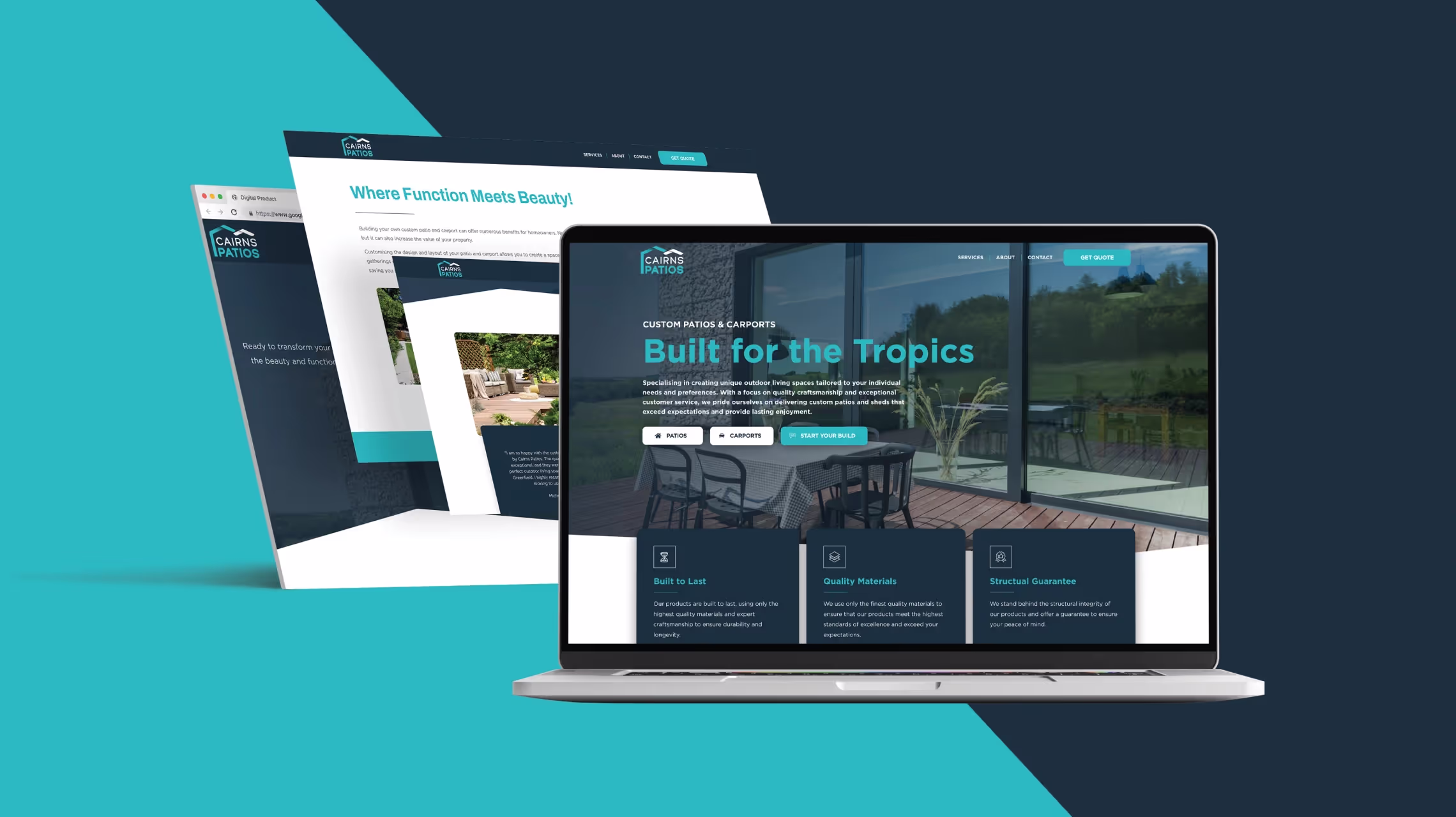 Cairns Patios website design by Bang Media, Cairns
